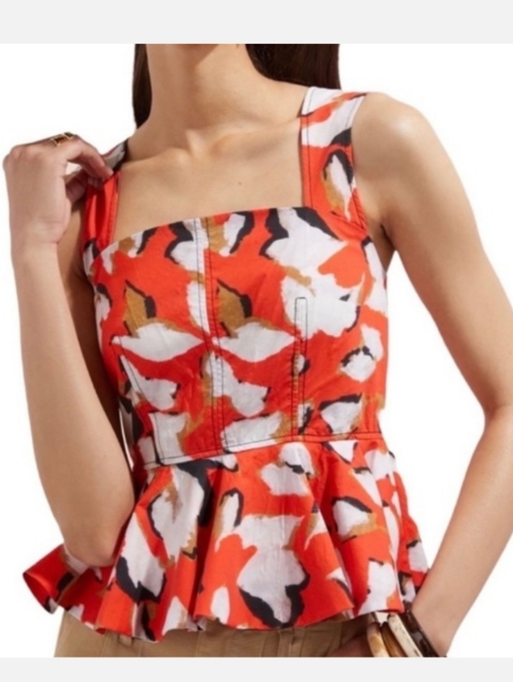 Anthropologie Hunter Bell Cotton Printed Peplum Top